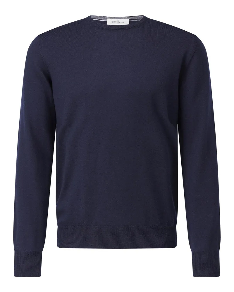 Gran Sasso Rundhalspullover aus Schurwolle Navy