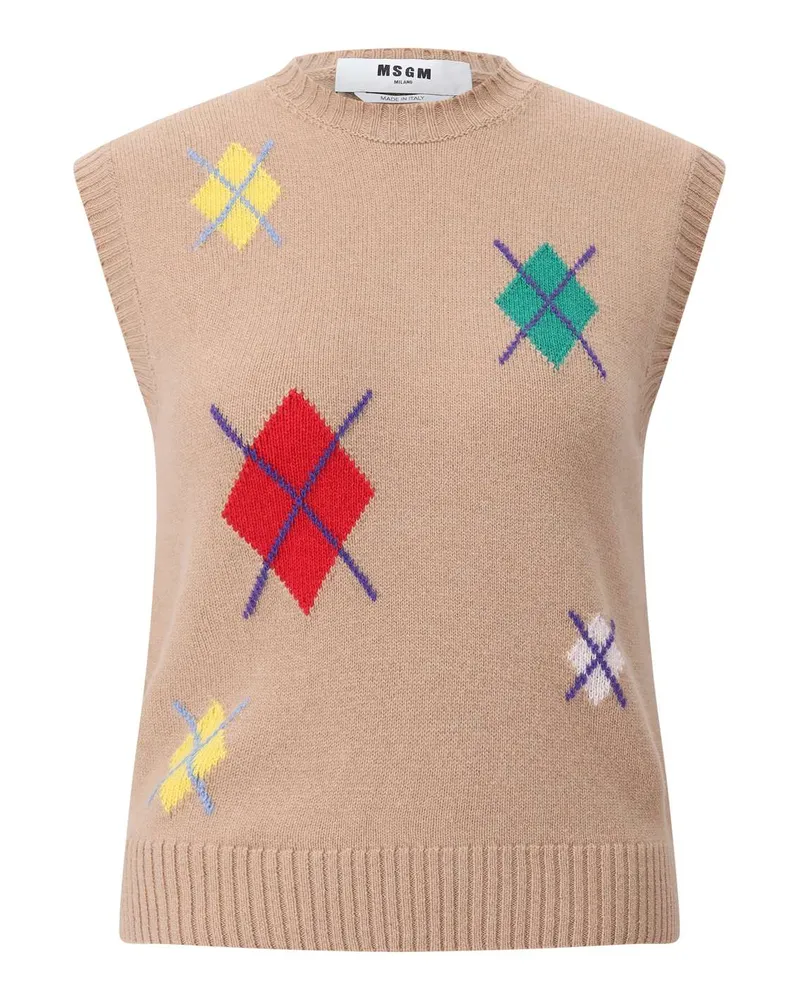 MSGM Pullunder mit Argyl-Design Braun