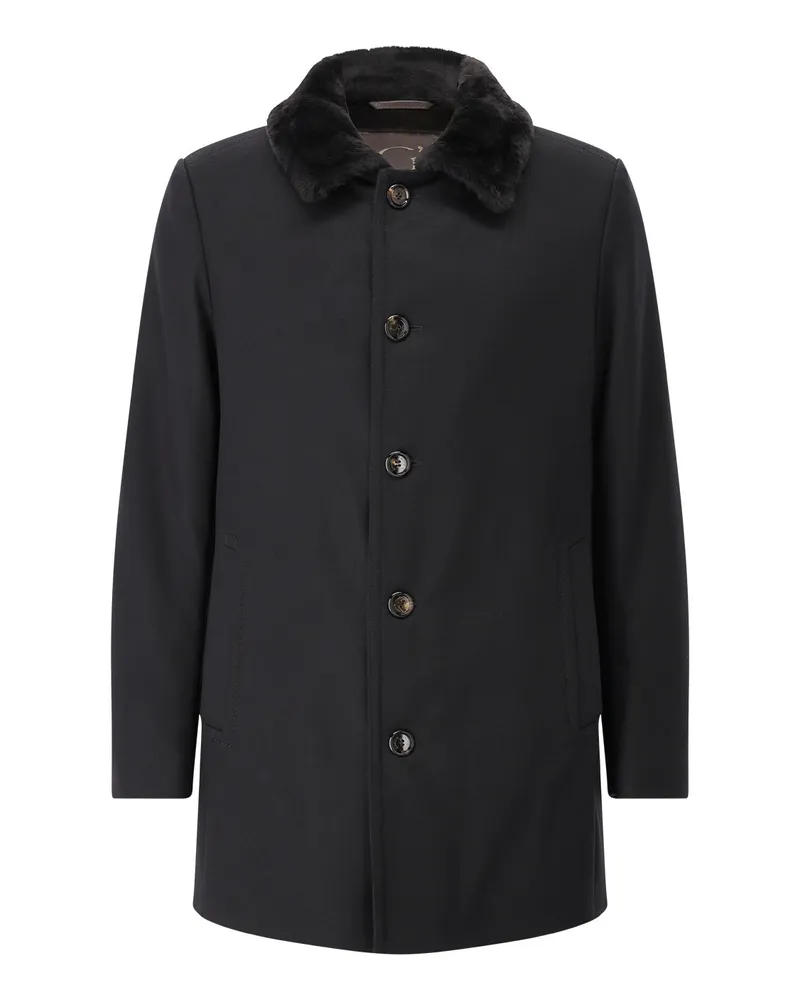 Gimo's Wolljacke mit Pelzfutter Dunkelblau