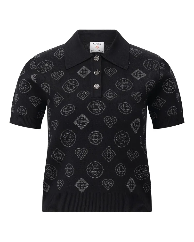 Casablanca Paris Poloshirt mit Logoprint Schwarz