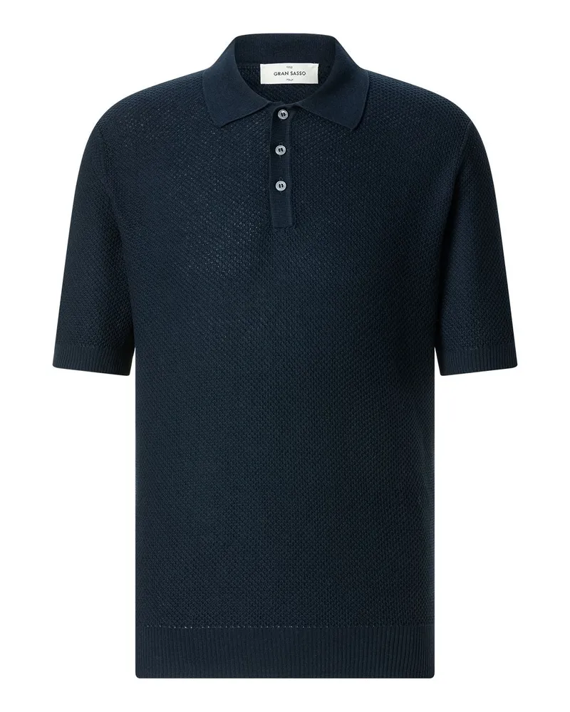 Gran Sasso Poloshirt aus Baumwollstrick Dunkelblau