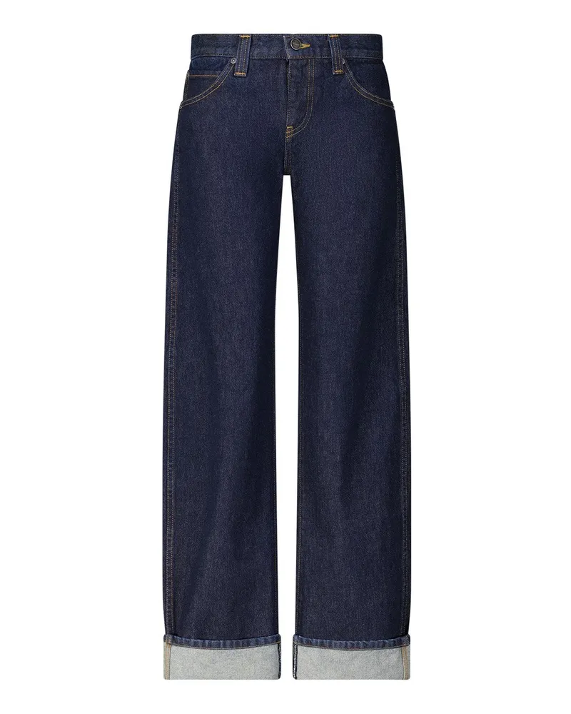 KHAITE Relaxed-Fit Jeans Karo Dunkelblau