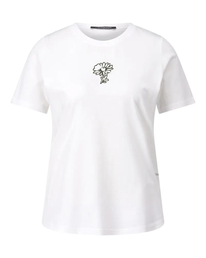 Luisa Cerano T-Shirt mit Blumenmotiv Weiß