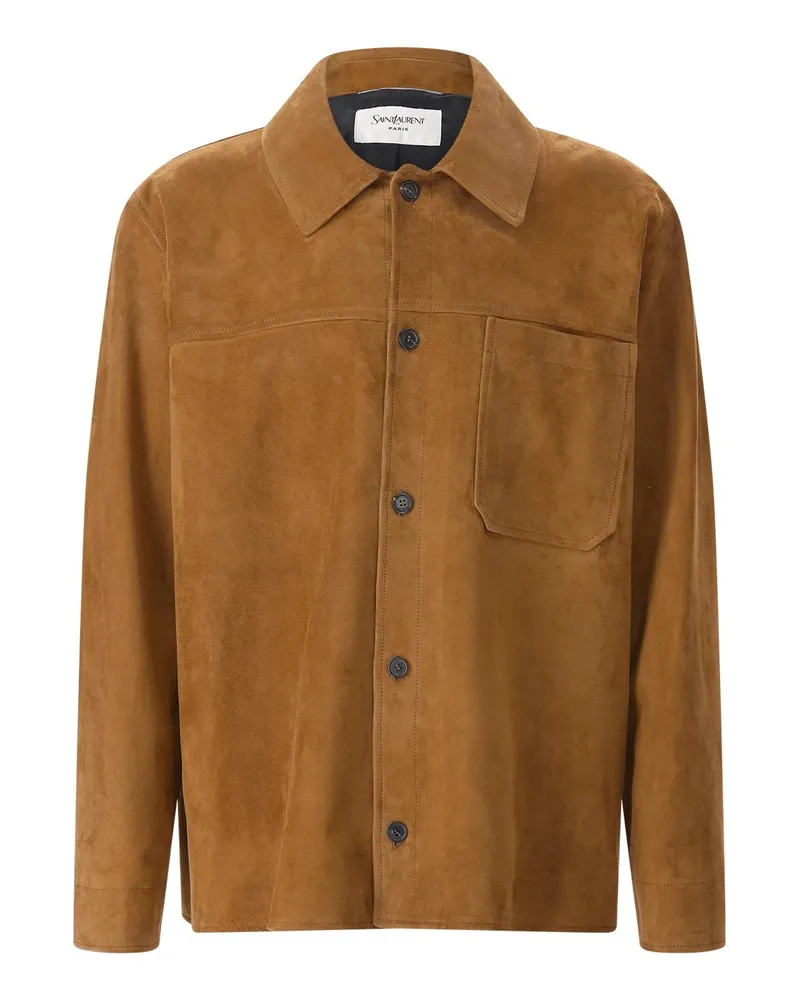 Saint Laurent Jacke aus Veloursleder Braun