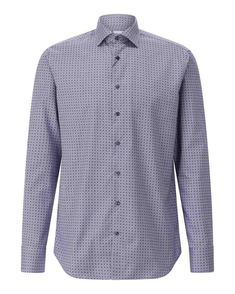 Stenströms Regular-Fit Twillhemd mit Muster Blau