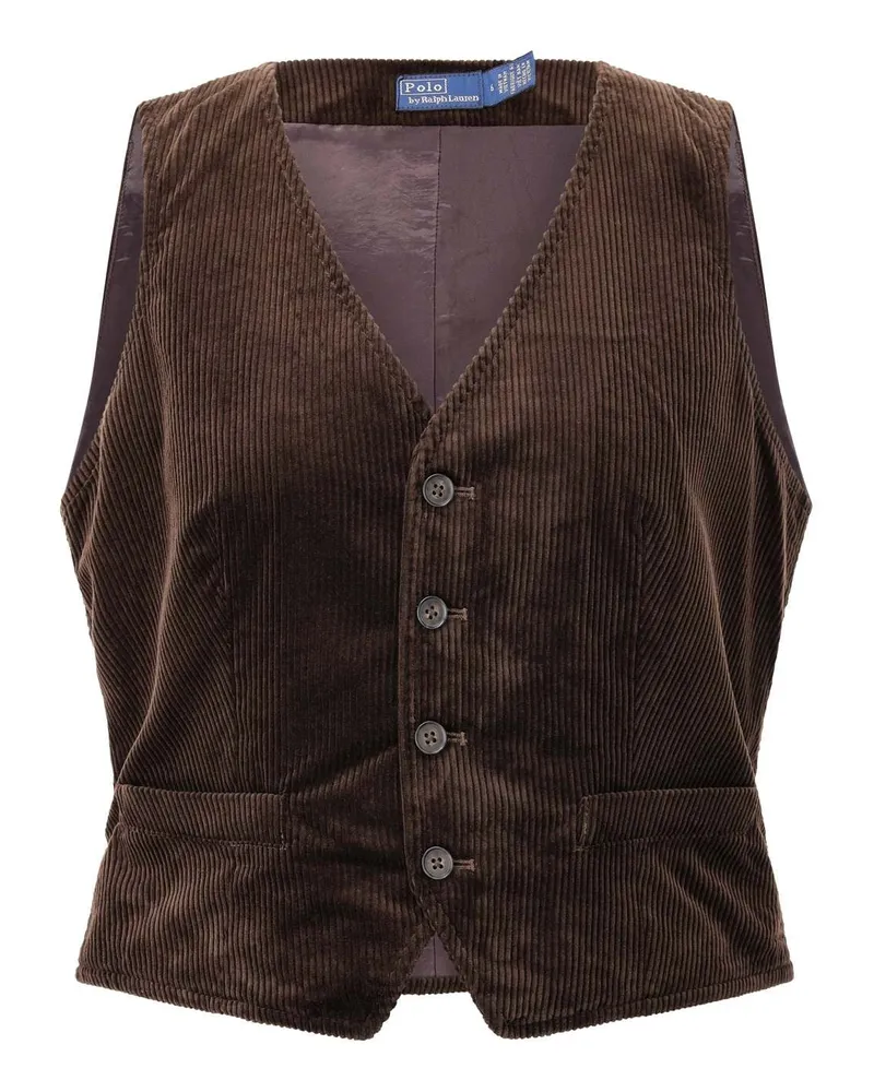 Ralph Lauren Weste aus Cord Dunkelbraun