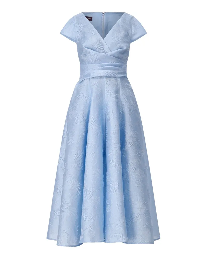 Talbot Runhof Abendkleid mit floralem Stick Hellblau