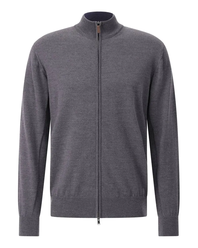 Eton Strickjacke aus Merinowolle Dunkelgrau