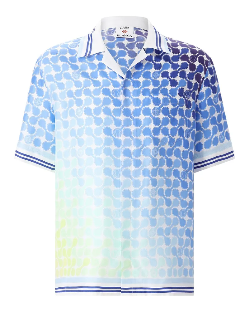 Casablanca Paris Kurzarmhemd aus Seide Blau