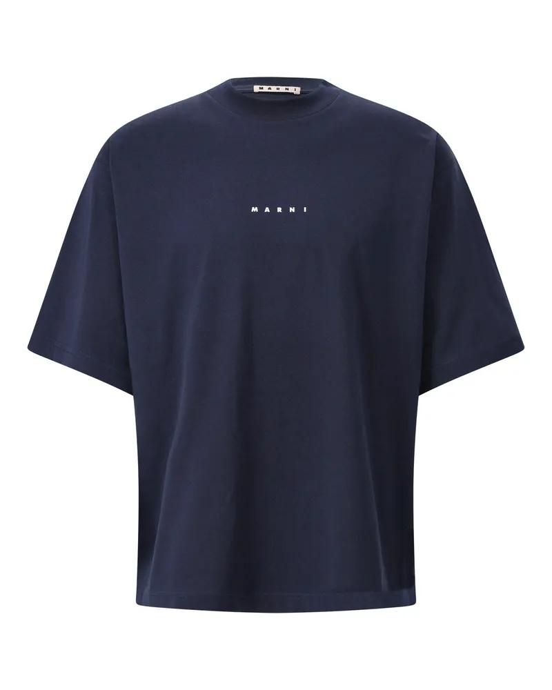 Marni T-Shirt mit Logo Dunkelblau
