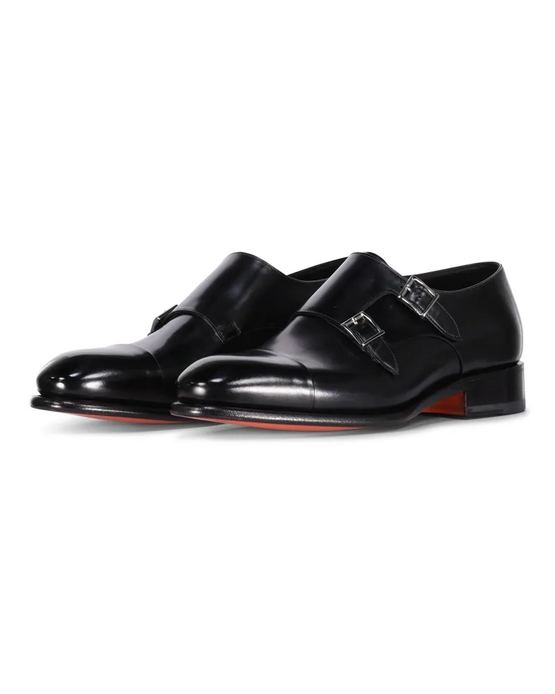 Santoni Doppel-Monkstraps aus Leder Schwarz