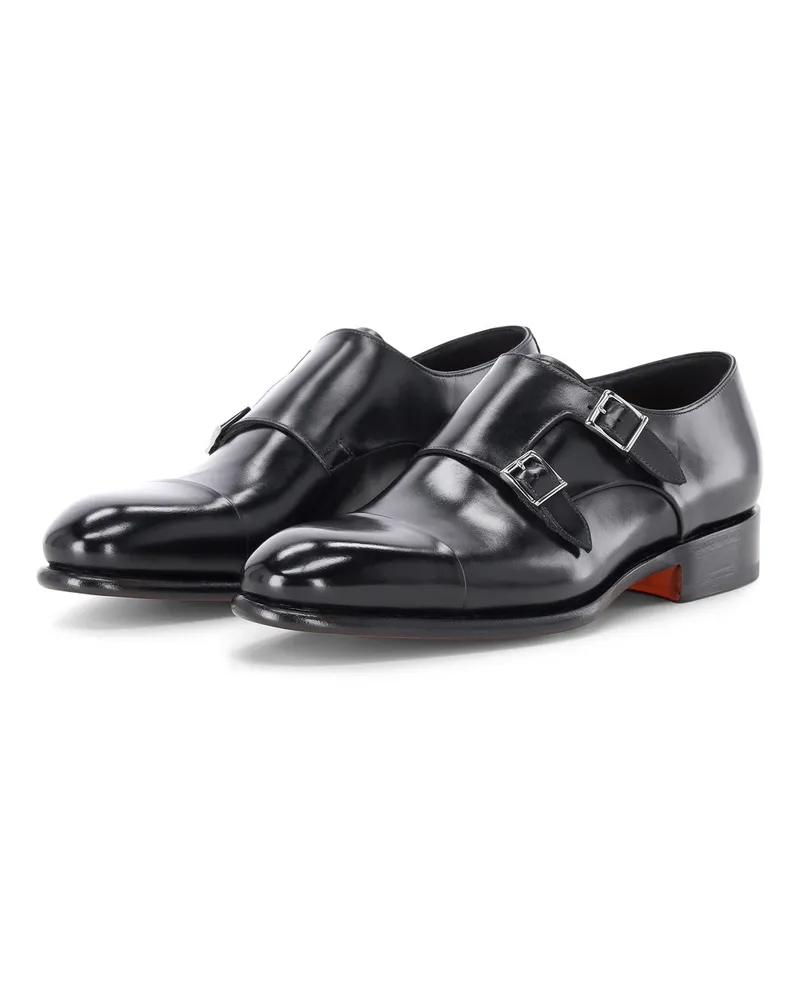 Santoni Doppel-Monkstraps aus Leder Schwarz
