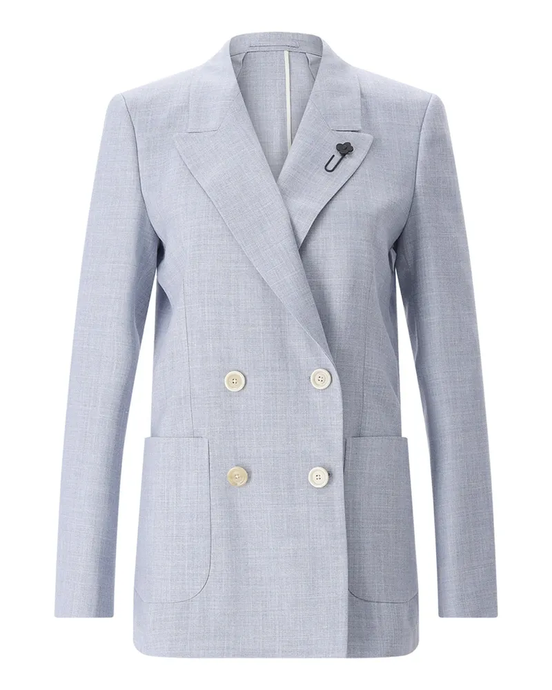 LARDINI Blazer aus Wolle, Seide & Leinen Hellblau