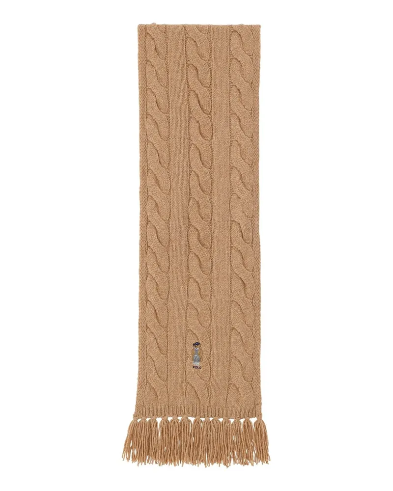 Ralph Lauren Schal aus Zopfstrick Braun