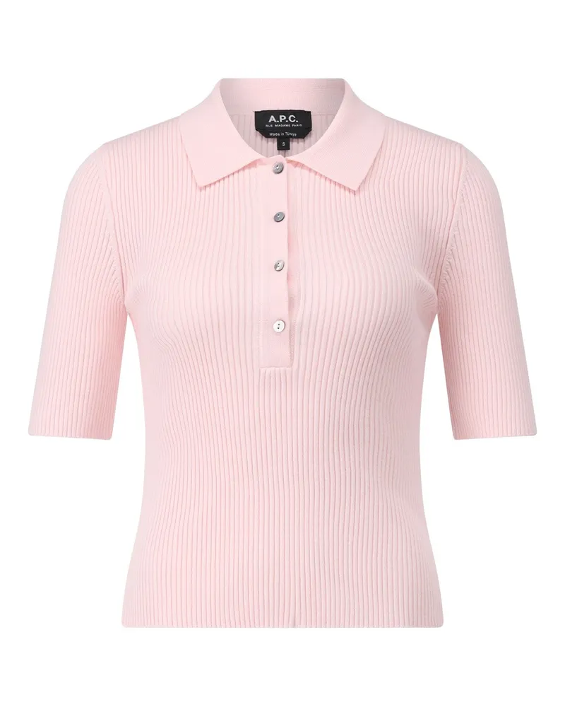 A.P.C. Poloshirt aus Rippstrick Rosa