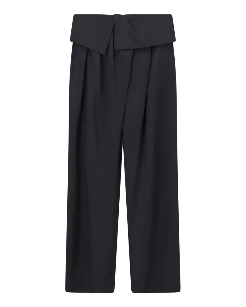 Dries van Noten Weite Stoffhose Parong Schwarz