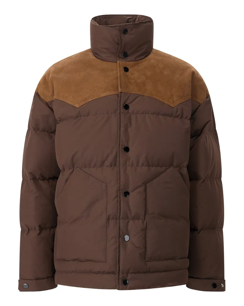AMI Paris Steppjacke mit Daunen & Leder Braun