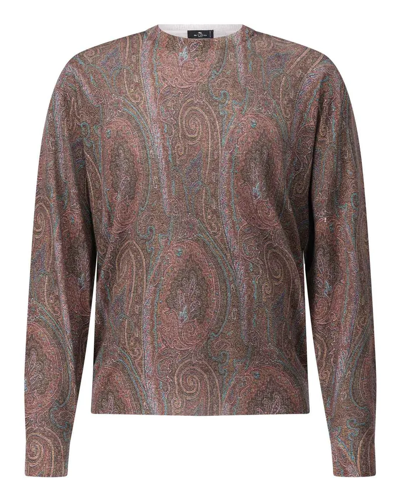 Etro Strickpullover mit Paisley-Muster Braun