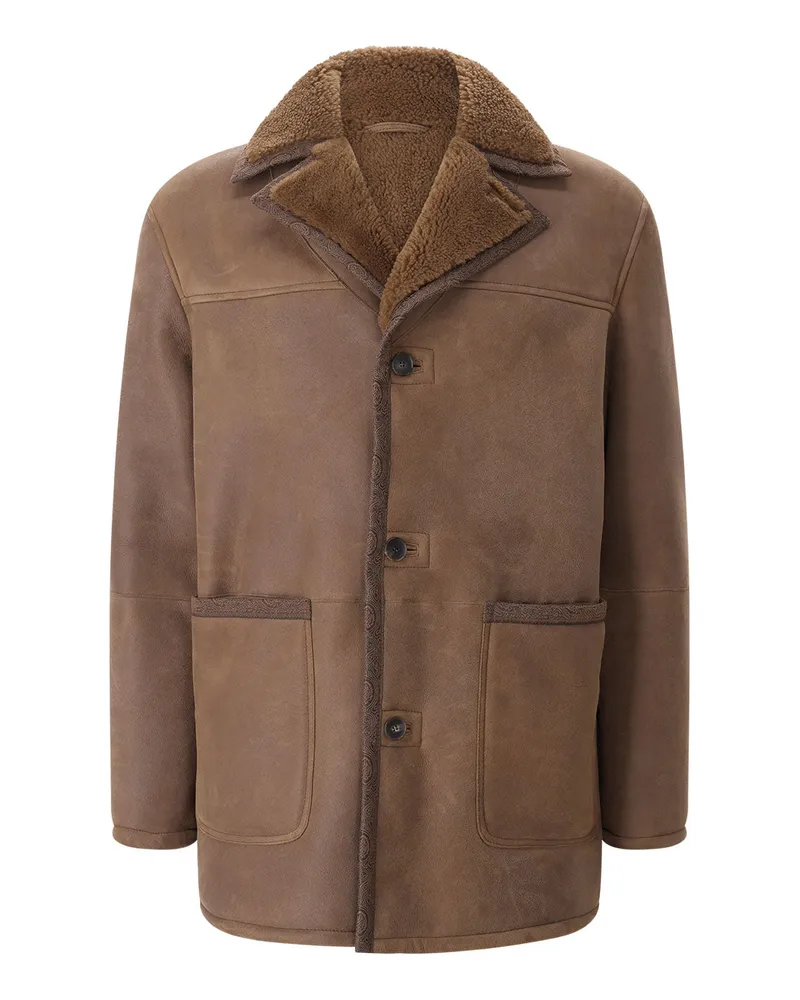 Etro Lederjacke mit Pelz Braun