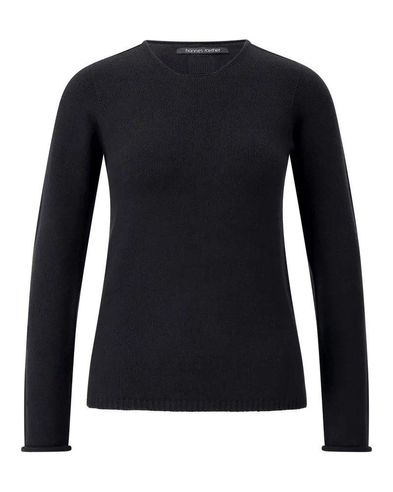 Hannes Roether Strickpullover mit Rundhalsausschnitt Schwarz