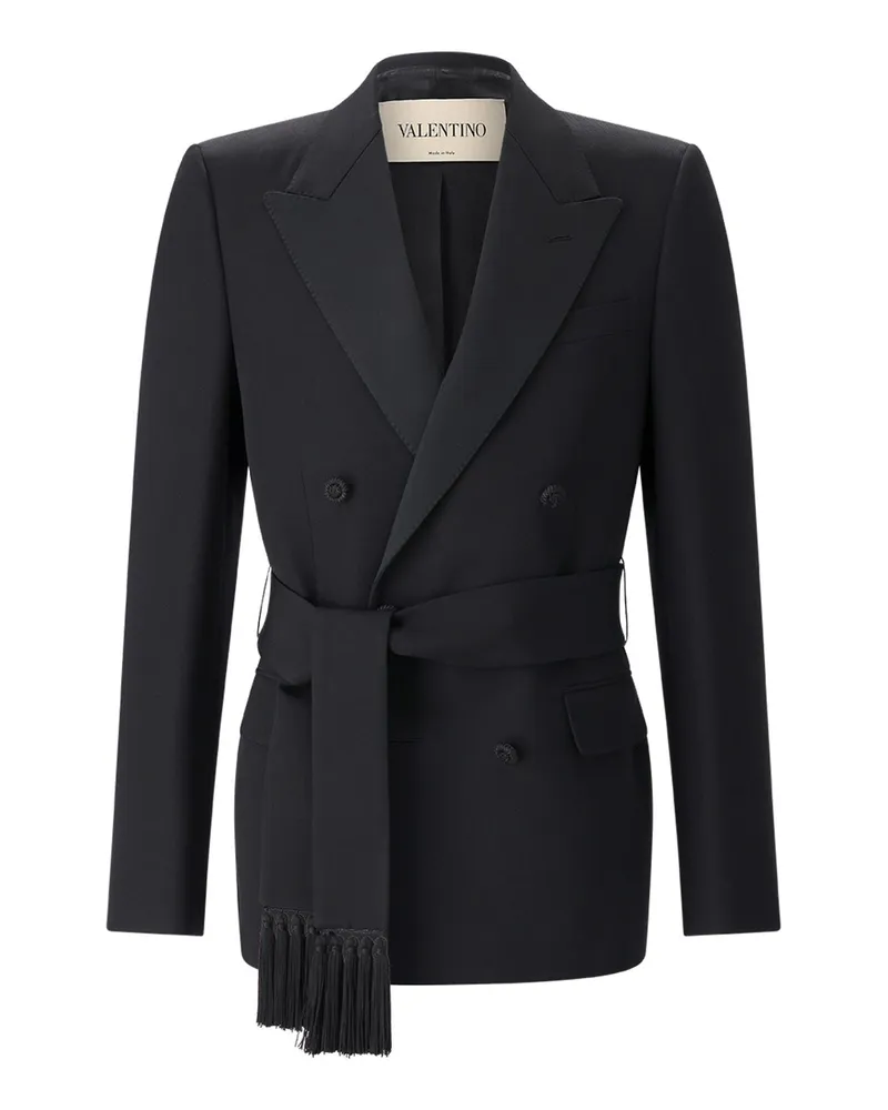 Valentino Garavani Zweireihiges Sakko aus Schurwolle Schwarz