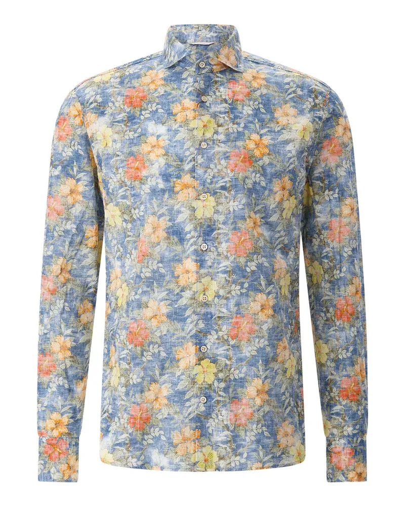 Stenströms Hemd mit floralem Print Blau