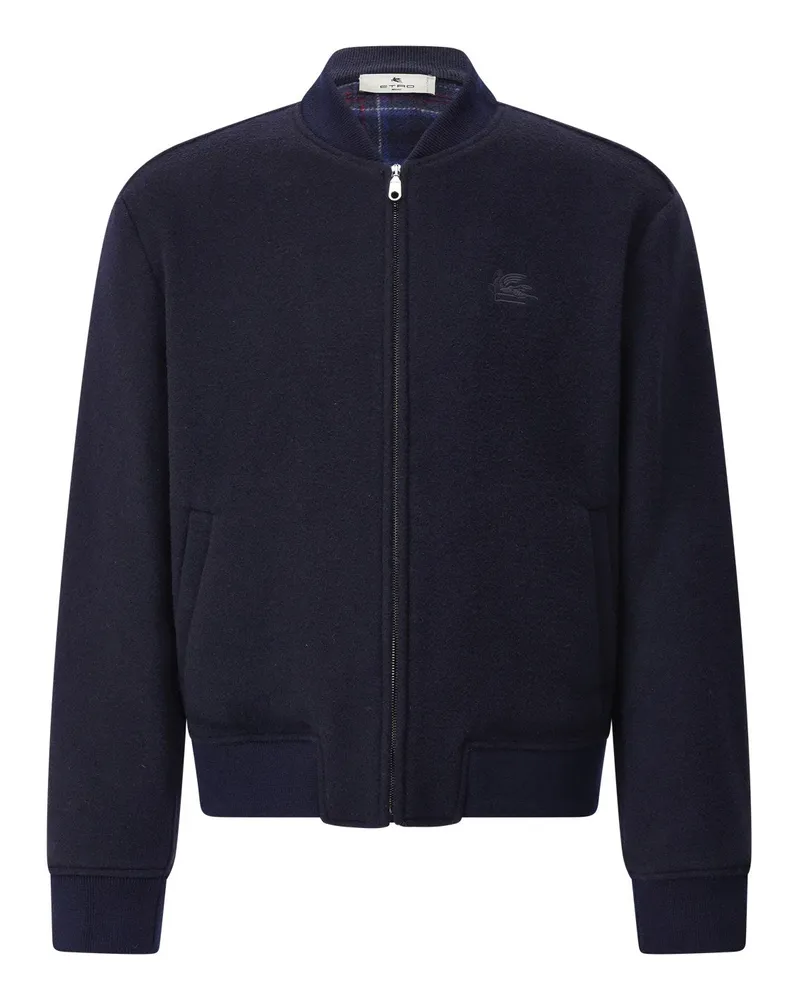 Etro Blouson aus Woll-Mix Dunkelblau