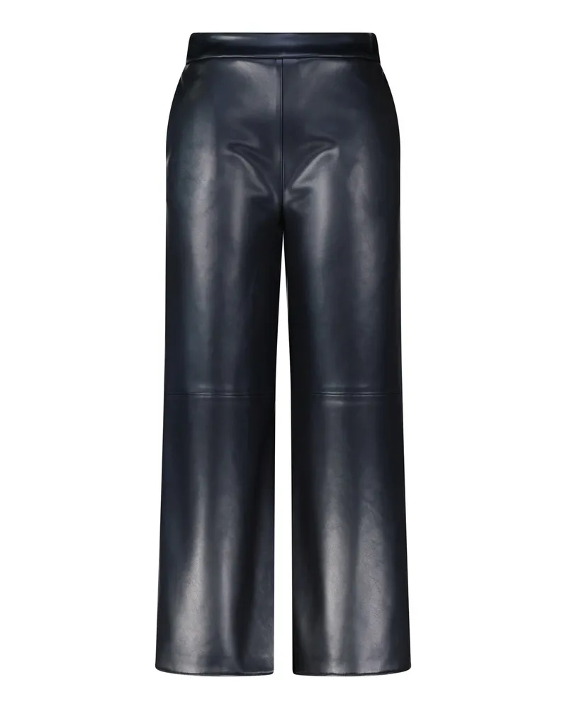Max Mara Weite Hose Amati aus Lederimitat Navy