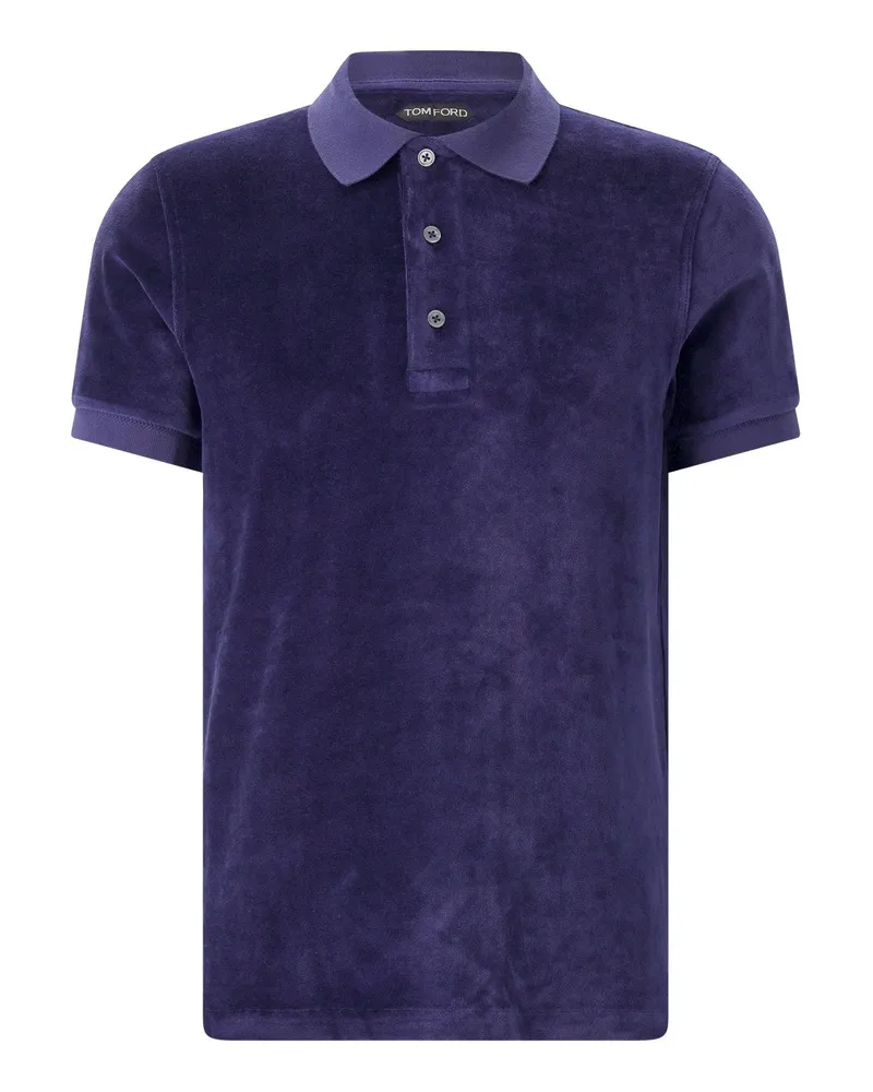 Tom Ford Poloshirt aus Samt Navy