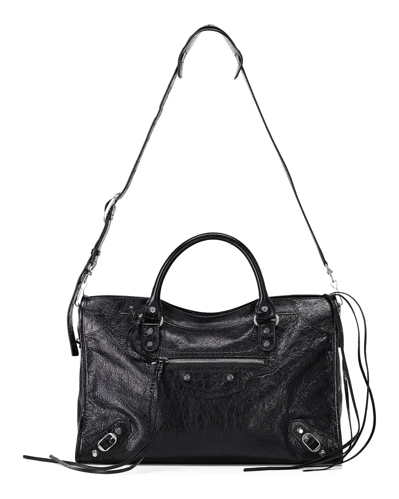 Balenciaga Handtasche Le City Media aus Leder Schwarz