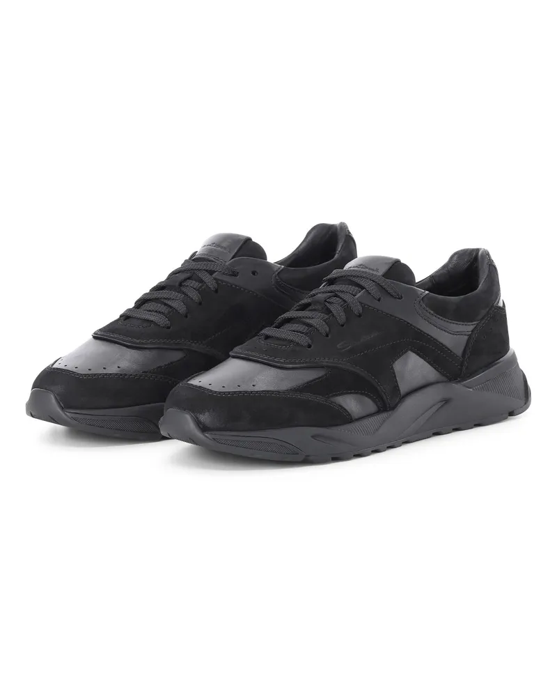 Santoni Sneakers aus Veloursleder Schwarz