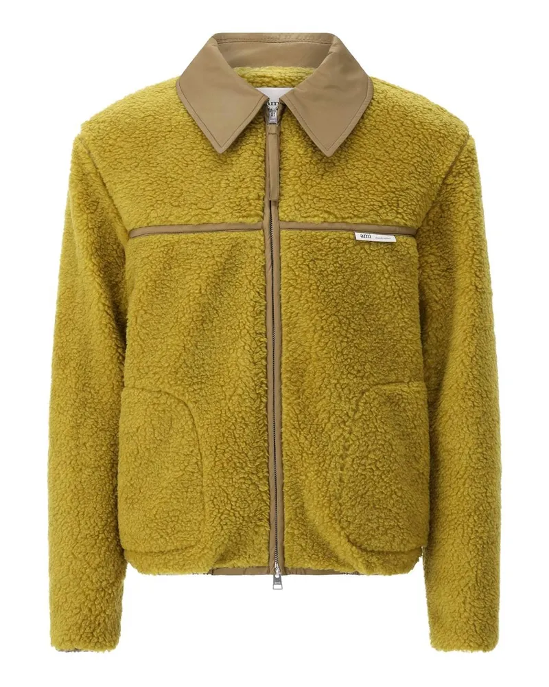 AMI Paris Jacke mit Teddyfell Grün