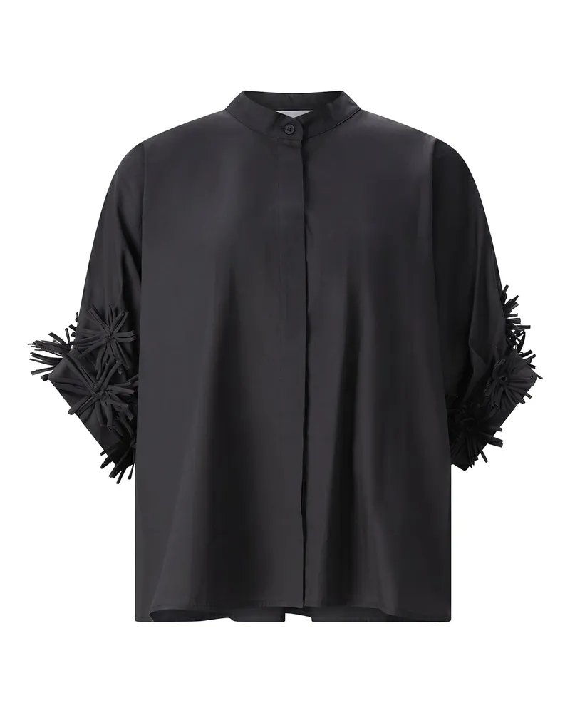 MEIMEIJ Oversized Bluse mit Blumendetails Schwarz