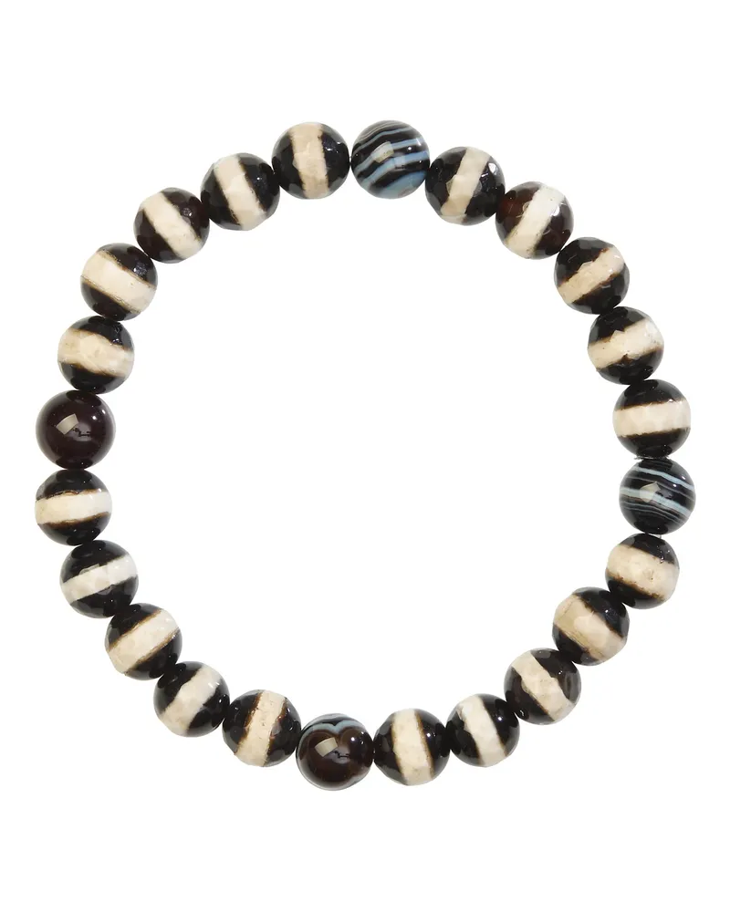 Ileana Makri Armband aus Achat-Perlen Schwarz