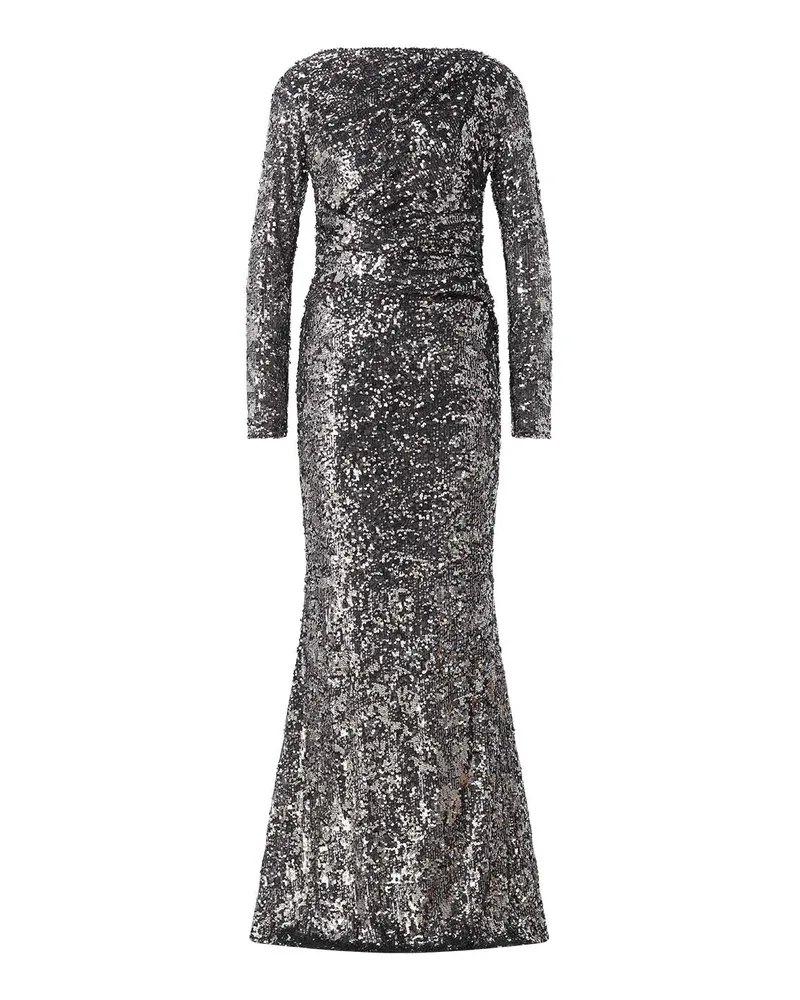 Talbot Runhof Abendkleid mit Pailletten Silber