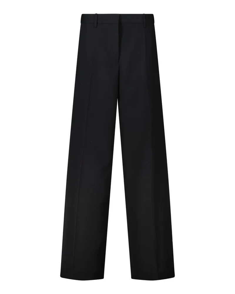 Jil Sander Weite Stoffhose aus Wolle Schwarz