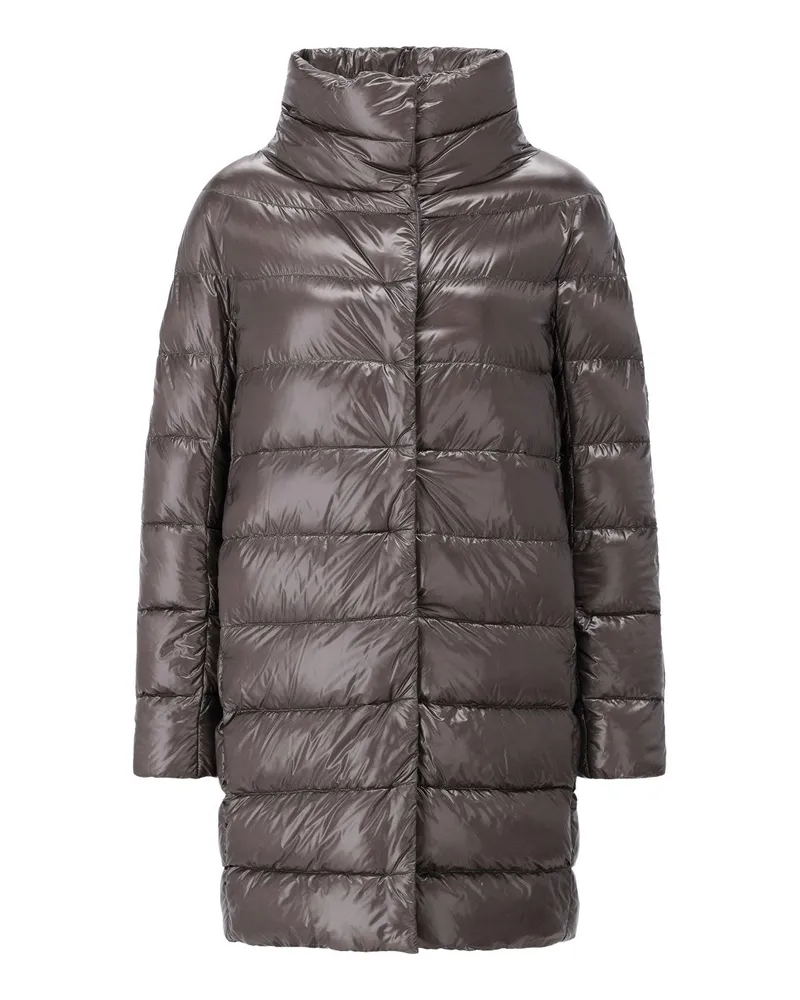 Herno Lange Steppjacke aus Daunen Dunkelgrau