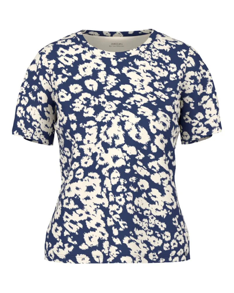Marc Cain Geripptes T-Shirt Dunkelblau