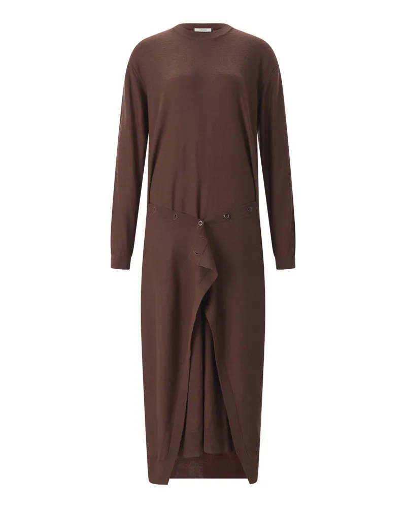 Christophe Lemaire Midikleid aus Merinowolle-Mix Dunkelbraun