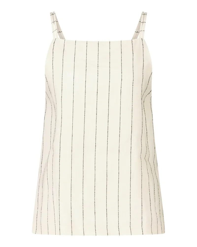 LOULOU Gestreiftes Top Eos aus Leinen-Mix Beige