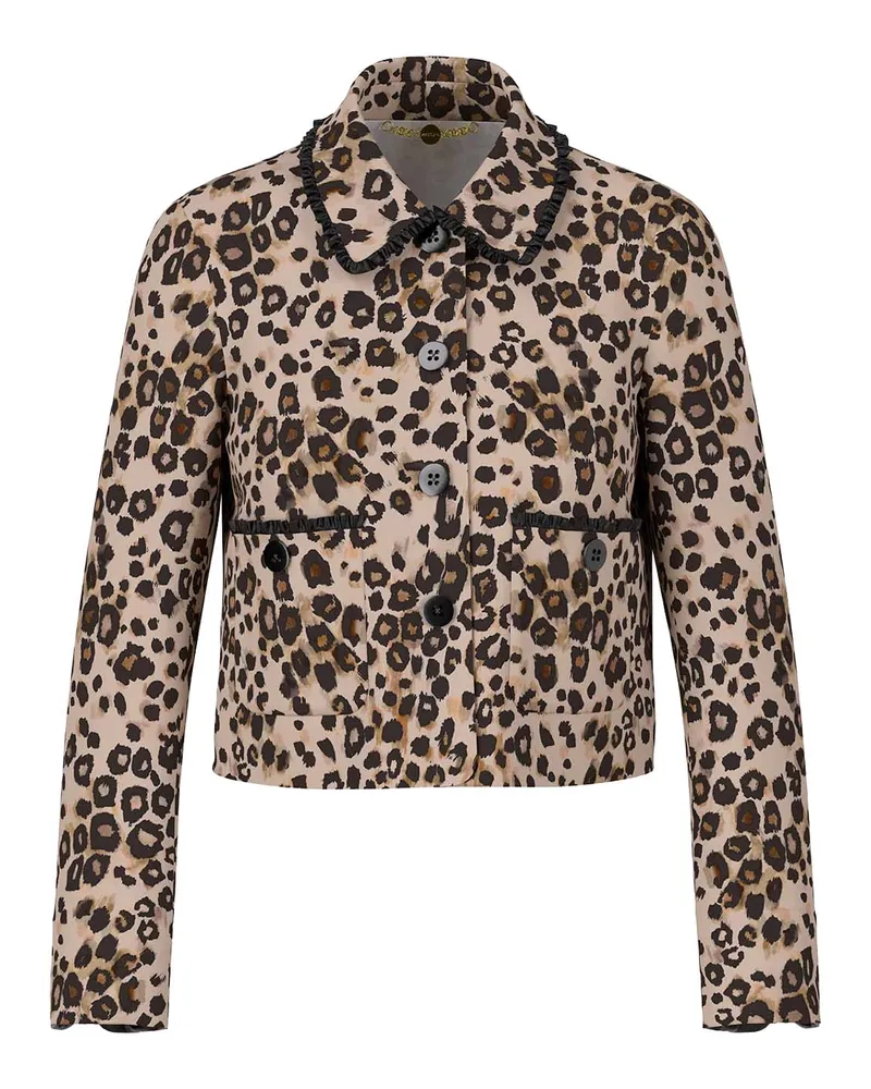 Marc Cain Kurze Jacke mit Animal-Print Beige