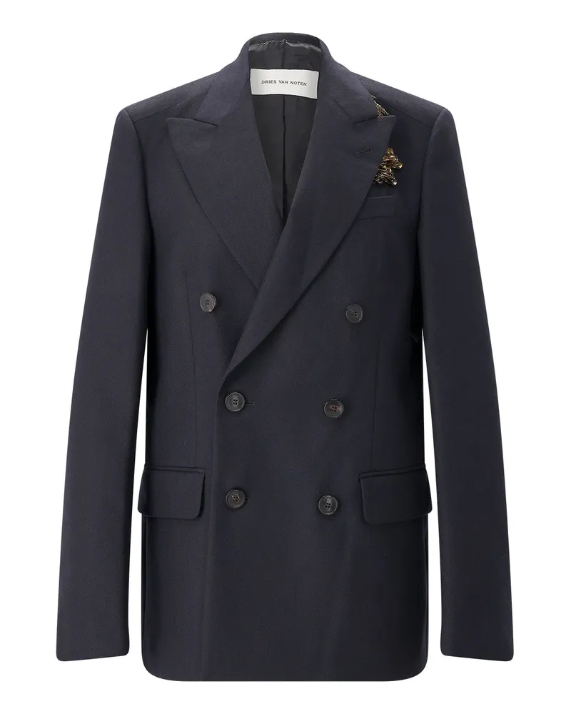 Dries van Noten Blazer aus Wolle Dunkelblau