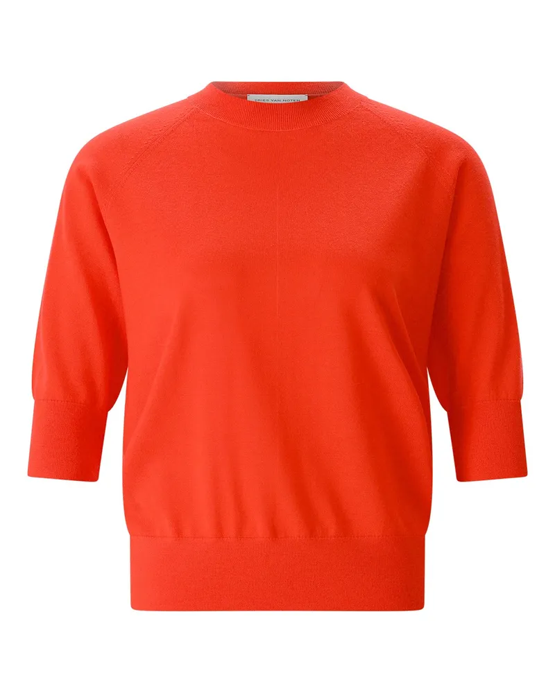 Dries van Noten Kurzarmpullover Tuan aus Merinowolle Rot