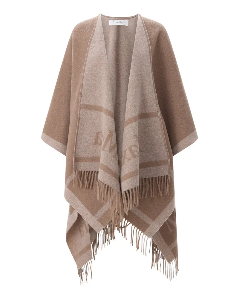 Max Mara Poncho aus Wolle Hellbraun