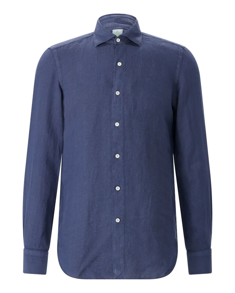 Finamore 1925 Hemd aus Leinen Dunkelblau