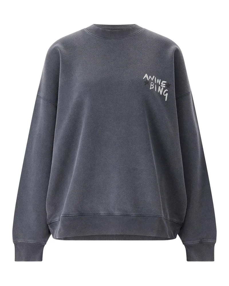 Anine Bing Sweatshirt Miles mit Print Dunkelgrau