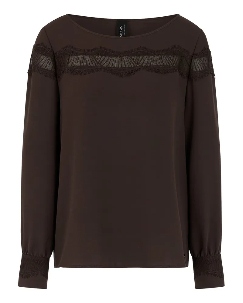 Marc Cain Bluse mit Spitze Dunkelbraun