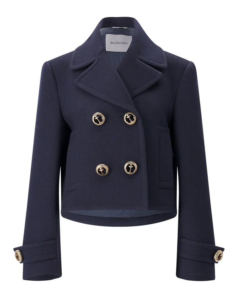 Balenciaga Blazer aus Baumwoll-Mix Dunkelblau