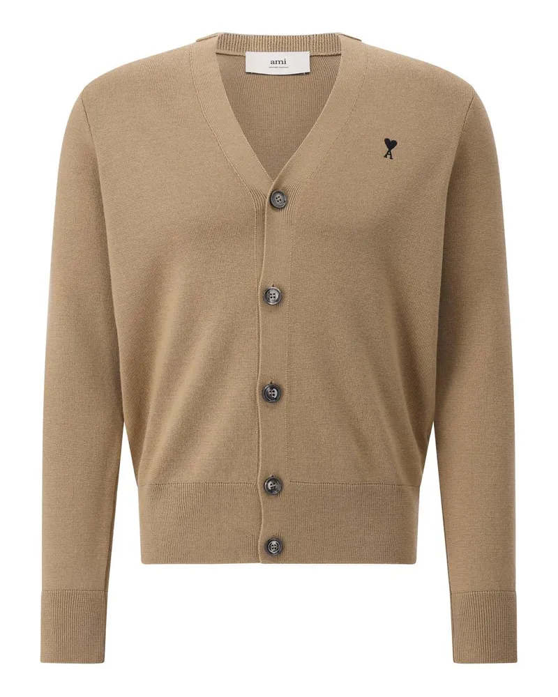 AMI Paris Cardigan aus Merinowolle Braun