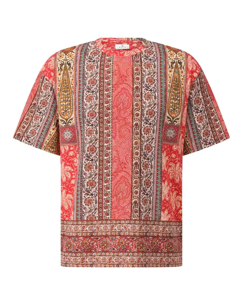 Etro T-Shirt mit Paisley-Muster Rot